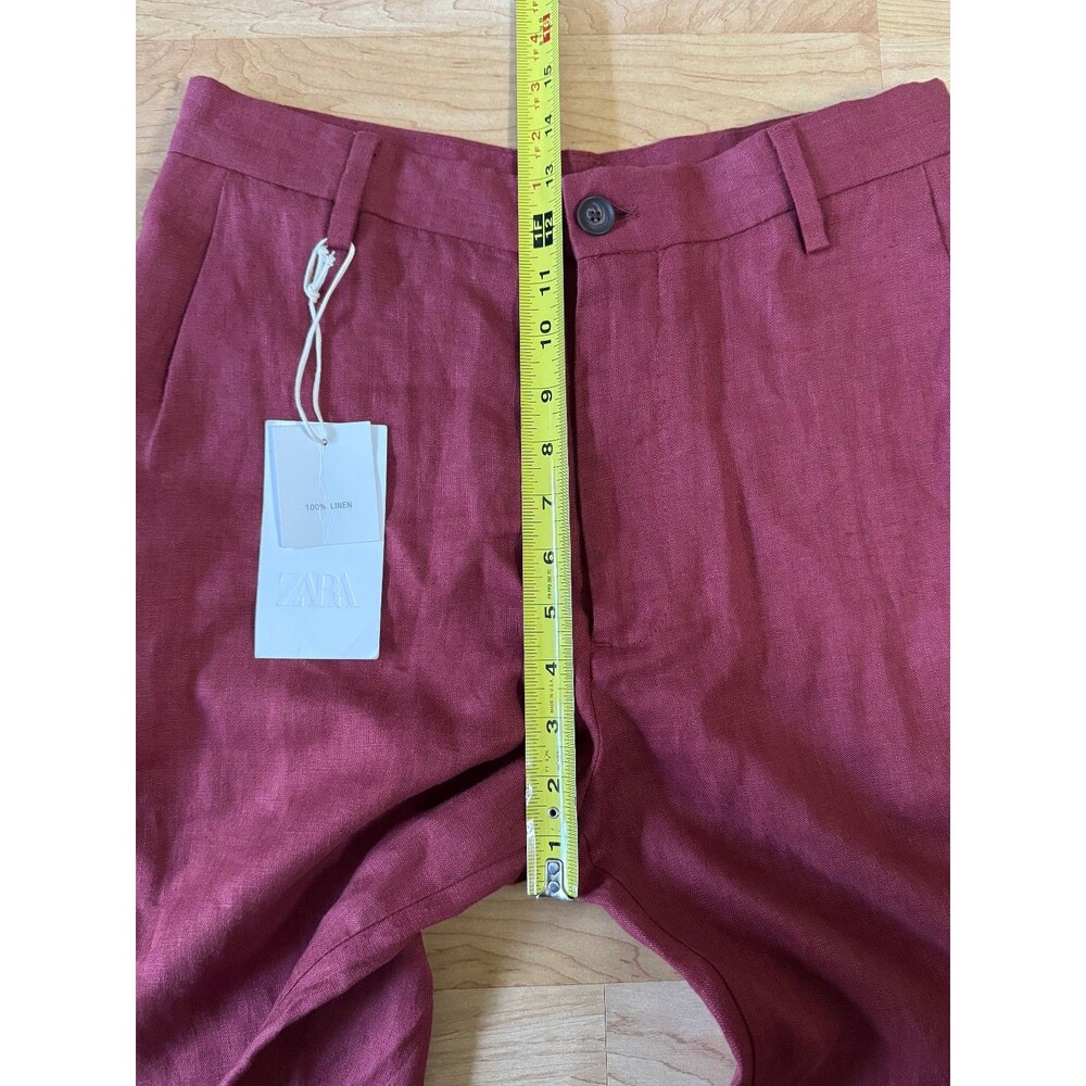 NEW Zara 100% Linen Trousers in Red Size 29 x 29" Casual Preppy Summer - Picture 8 of 8